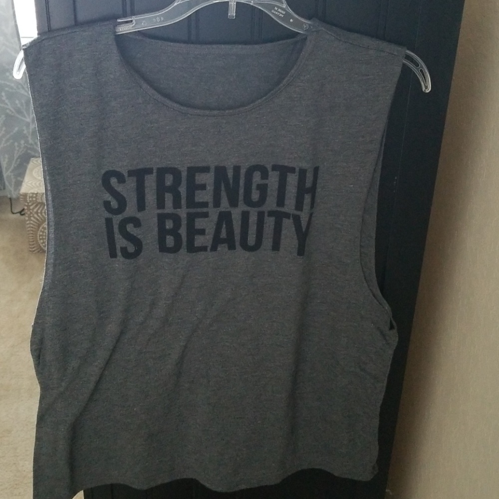 Strength is Beauty Grey workout top large
